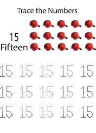 Math Worksheet: Tracing Numbers & Counting 15 Worksheet - Download Free ...