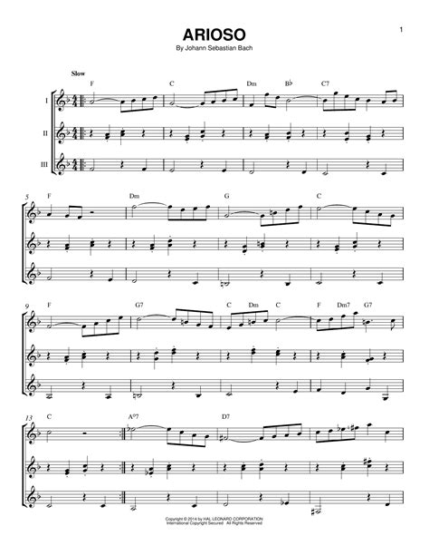 Arioso Sheet Music | Johann Sebastian Bach | Guitar Ensemble