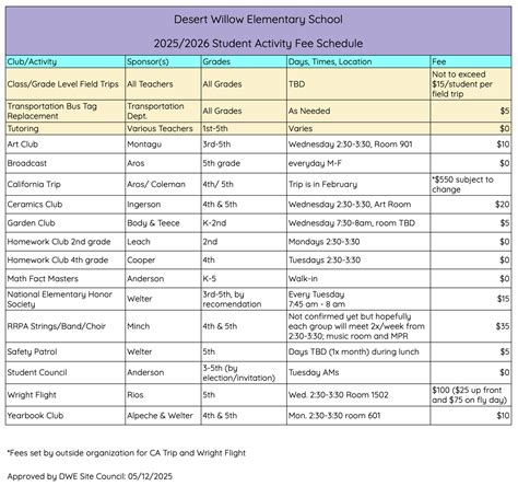 Clubs and Activities | Desert Willow Elementary School