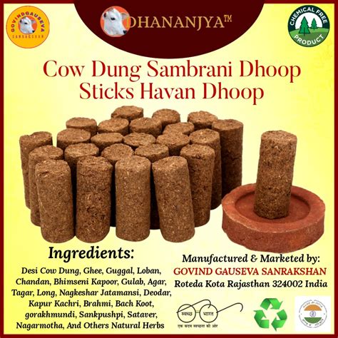 DHANANJYA Natural Cow Dung Sambrani Dhoop Sticks Havan Dhoop Batti ...