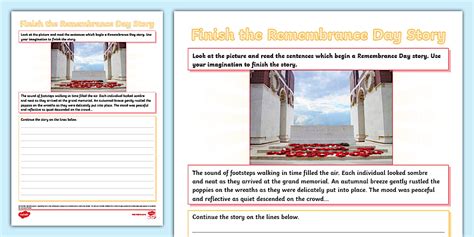 Finish the Remembrance Day Story Writing Template - Twinkl