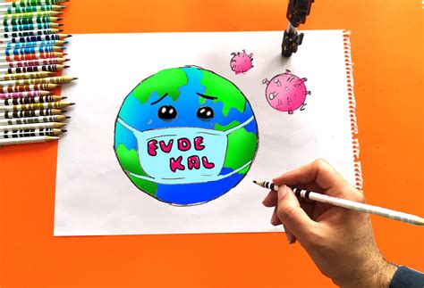 Ucu Ucuna - how to draw stay home earth poster drawing covid 19 coronavirus
