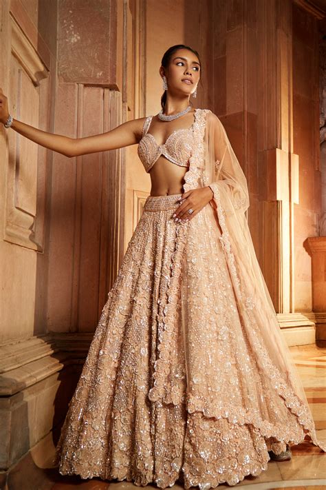 Peach Tulle Lehenga Choli Dupatta Set – Nitika Gujral
