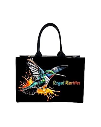 Buy REGAL RARITIES Customizable Hummingbird Tote Bag, Vegan Leather ...