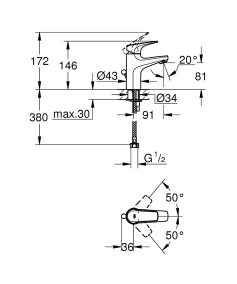 GROHE BauFlow Single-lever basin mixer 1/2″ | GROHE