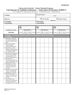 Fillable Online clayton Unit Outcomes & Candidate Proficiencies ...