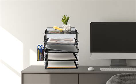 Homaxa 5 Tier Stackable Letter Tray Office Desk Paper Organizer File ...