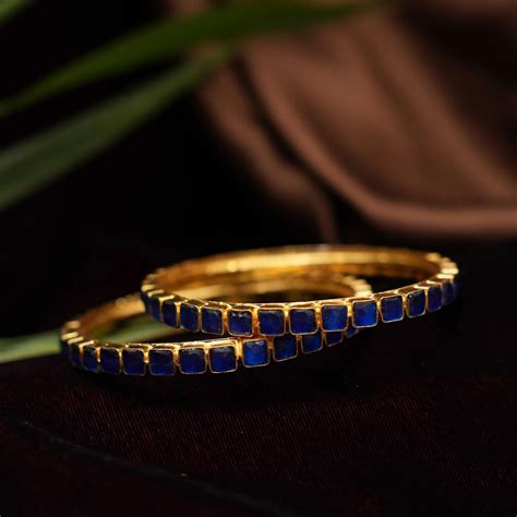 Gitali Polki Bangles - Blue