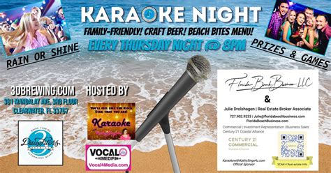 Thursday Night Karaoke at 3 Daughters Brewing Clearwater Beach, 3 ...