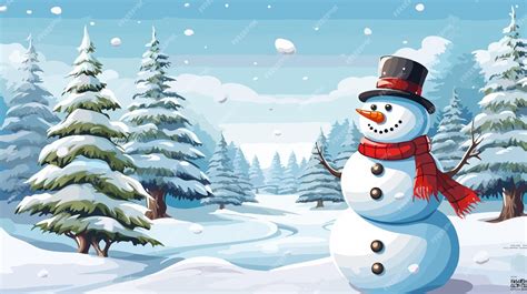 Christmas Snowman Scene with Tree Illustration | Premium AI-generated ...