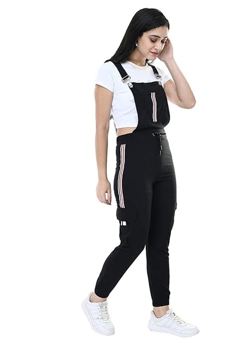 Buy Neysa Women's Cotton Lycra Dungaree (28, Black) at Amazon.in