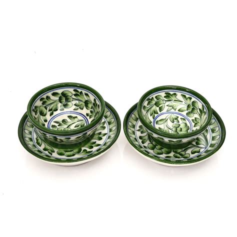 Handcrafted Blue Pottery Bowl & Plate Set – Exquisite Jaipur Art Table ...
