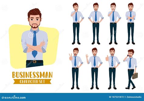 Business Man Character Vector Set. Businessman Male Characters Office ...