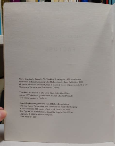 Facture by Miles Champion: Very Good Soft cover (1999) First Edition ...