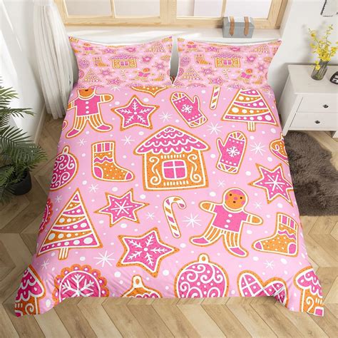 Amazon.com: Pink Christmas Bedding Duvet Cover Set Twin Size ...