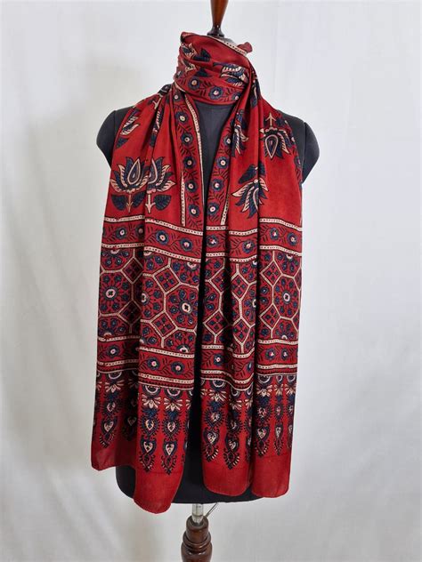 Ajrakh Modal Silk Stole – Studio Sui Dhaga