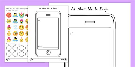 😊 All About Me Emojis Worksheet / Worksheet