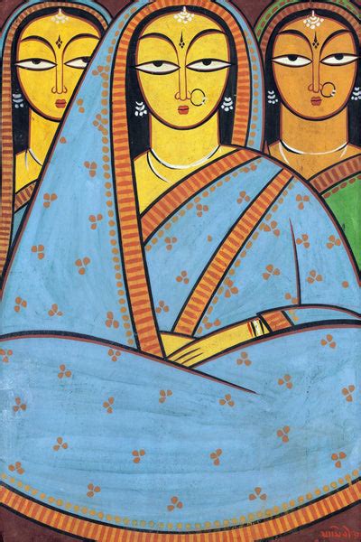 Three Women - Jamini Roy - Bengal School Art Painting - Life Size ...