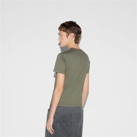 Embroidered cotton jersey T-shirt in dark green | GUCCI® US