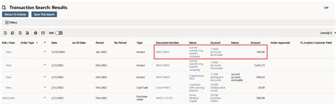 NetSuite Applications Suite - Main Line in Transaction Search Criteria