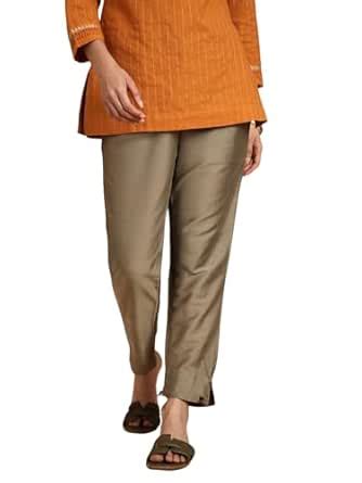 TWIN BIRDS Metallic Straight Pants for Women | Solid Shimmer Evening ...
