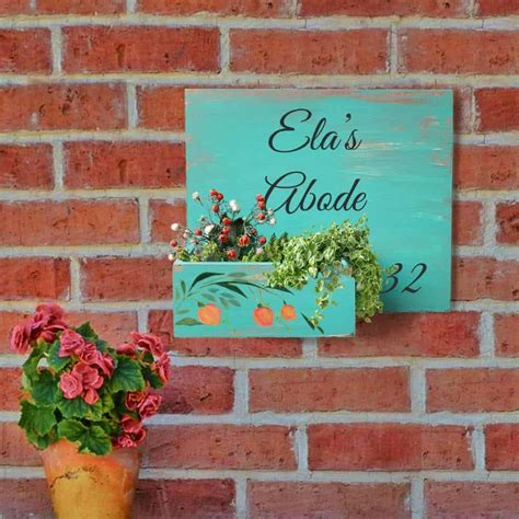 Hand-painted Customized Planter Name Plate - Peach Flowers – Housenama