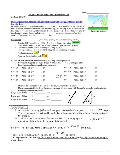 Projectiles-lab 0 - Name: ______________________ Projectile Motion ...
