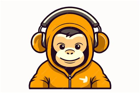 Cartoon Monkey With Headphones