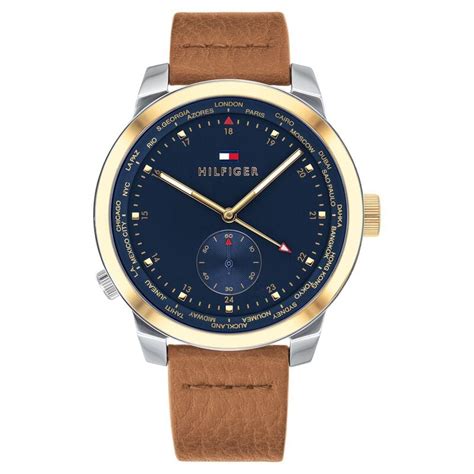 Buy Online Tommy Hilfiger Quartz Analog Blue Dial Leather Strap Watch ...