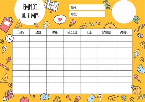 Emploi Du Temps Editable HTML/JavaScript 的图像结果