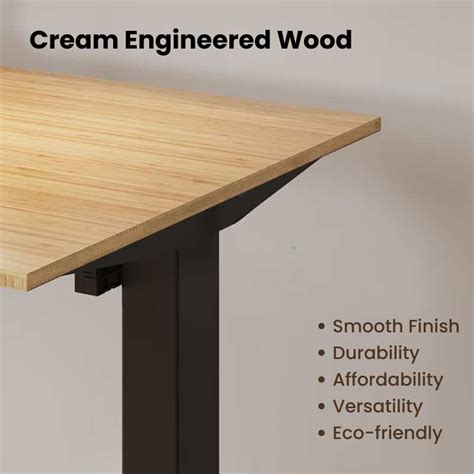 Height Adjustable Ergonomic Table Engineered Wood Cream top with Black legs