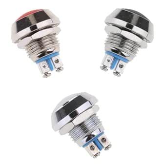 ARTISOUL® 3Pc 12Mm Round Metal Spst Momentary Push Button Switch Ip67 ...
