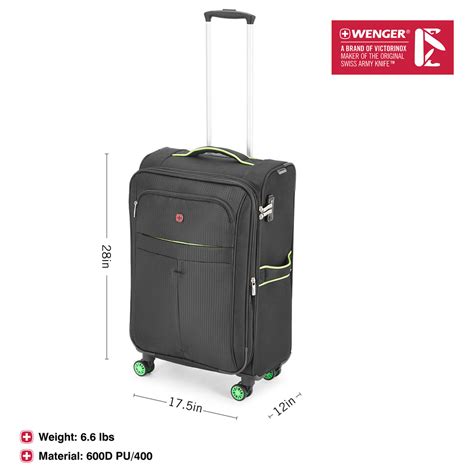 Wenger Fiero-Pro Medium Softside Suitcase, 69 Litres, Black/Green, Swi
