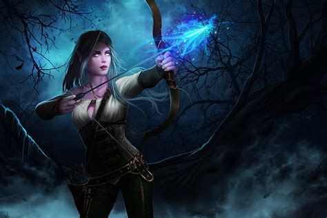 Warcraft, World Of Warcraft, Archer, Arrow, Blue Hair, Bow, Elf, Girl ...