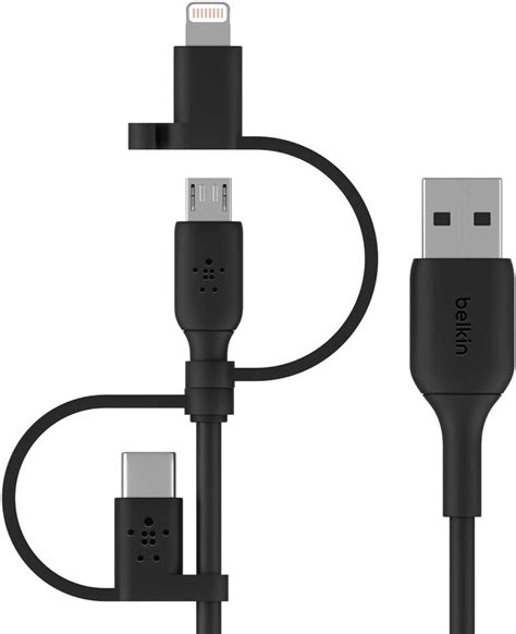 Belkin Universal Cable (3-in-1 USB-C, Lightning, Micro-USB Charging ...
