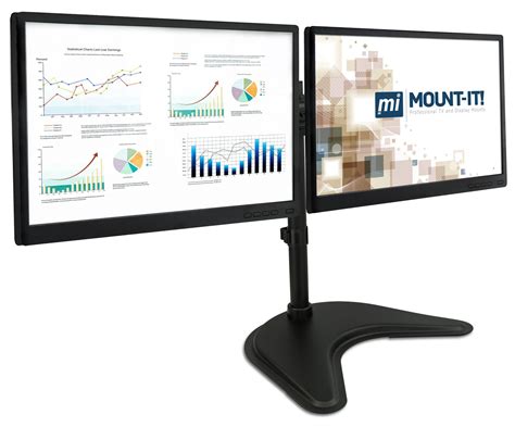 Mount-It MI-1781 Dual Monitor Desk Stand LCD Mount Adjustable Free Sta ...