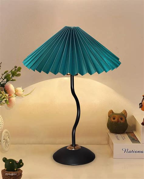 Buy Homesake Matt Black Twister Small Pleated Lamp, Modern Bedside ...