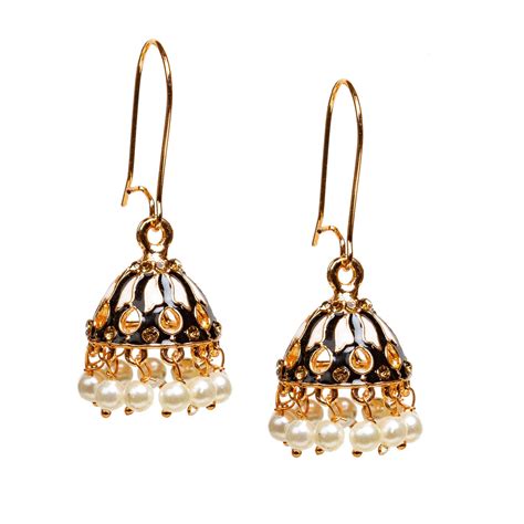 Bindhani Women's Gold-Plated Meenakari U-Pin Jhumki
