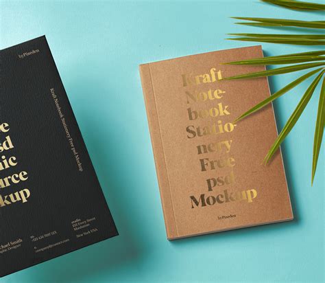 Stationery Set Kraft Notebook Psd Mockup | Pixeden Club