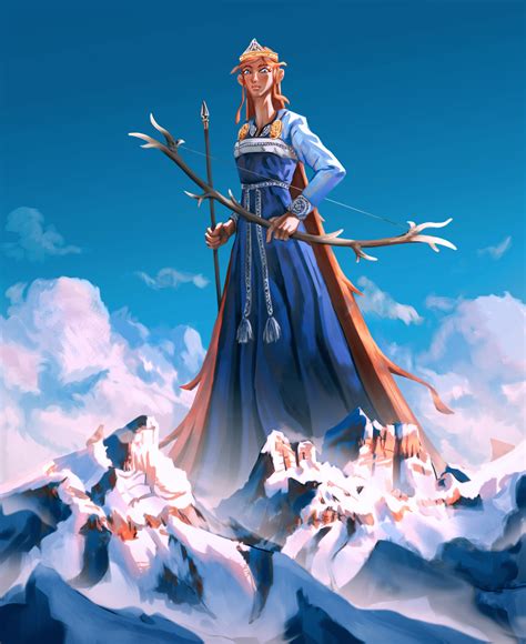 ArtStation - Skadi - Norse Goddess of Winter, hunting and skiing