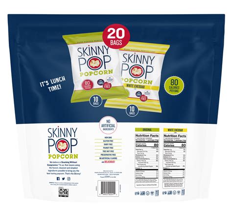 SKINNYPOP Variety Pack Original and White Cheddar Popped Popcorn Bags ...