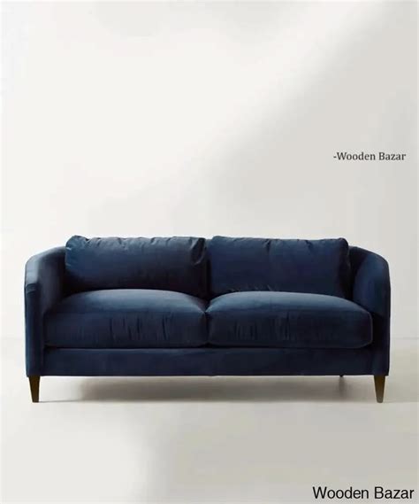 Wooden Bazar Three Seater Sofa in Midnight Blue Color