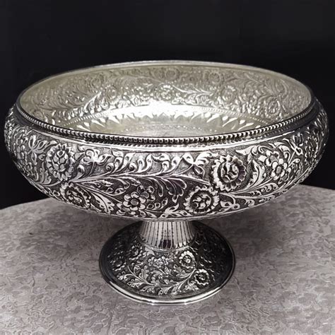 Buy quality Puran real silver stylish fruit basket in antique look. in ...