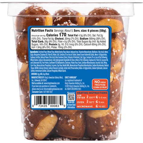 King's Hawaiian Pretzels, Original Hawaiian Sweet, Bites, Soft (10.2 oz ...