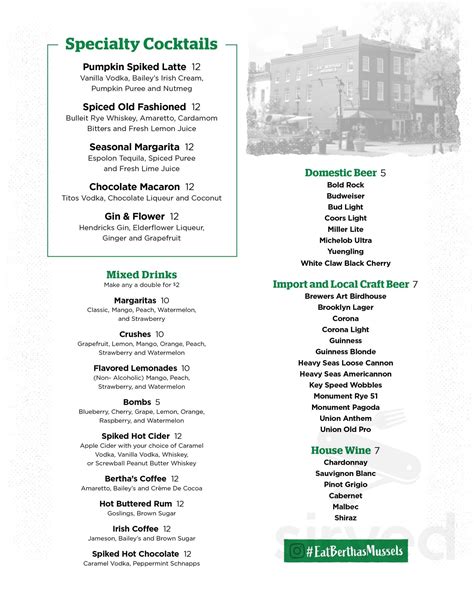 Bertha's menu in Baltimore, Maryland, USA