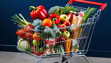 Shopping cart overflowing with fruits and vegetables | Premium AI ...