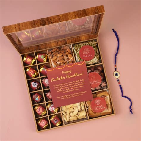 Raksha Bandhan Gift Box with Rakhi - Premium Dry Fruits, Cookies, Choc ...