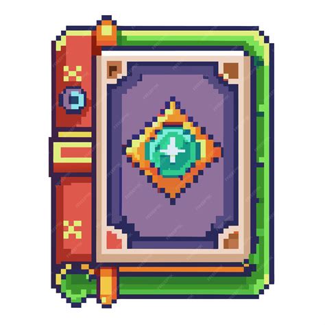 Colorful Pixel Art Book with Gem Retro Style Digital Illustration ...