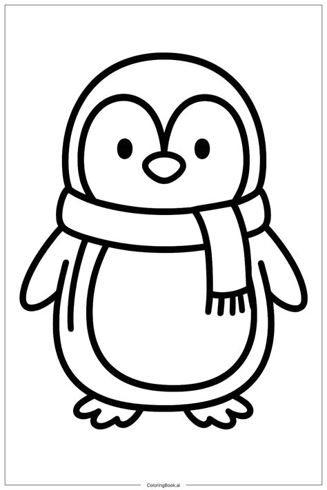 Cute Winter Penguin Coloring Page (Free PDF&PNG Printable)