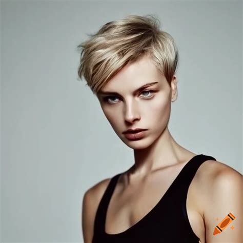 Sporty woman with short blonde hair on Craiyon